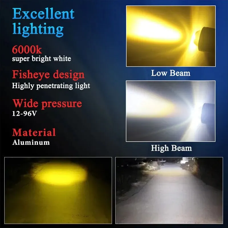 10000lm H4 Led Motorcycle Headlight White Yellow Hi Lo Beam Ba20d H6 P15d Scooter Motorbike Running Light 1pcs