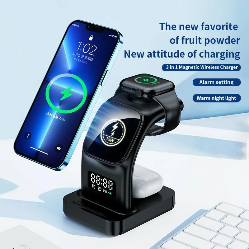 15W Magnetic Wireless Charger With Clock