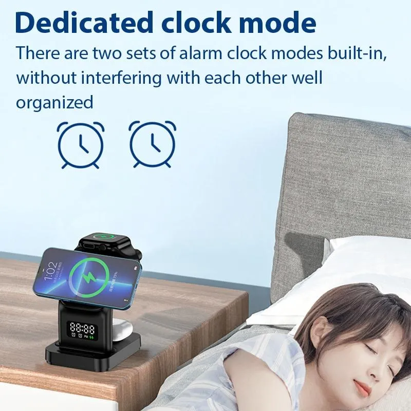 15W Magnetic Wireless Charger With Clock