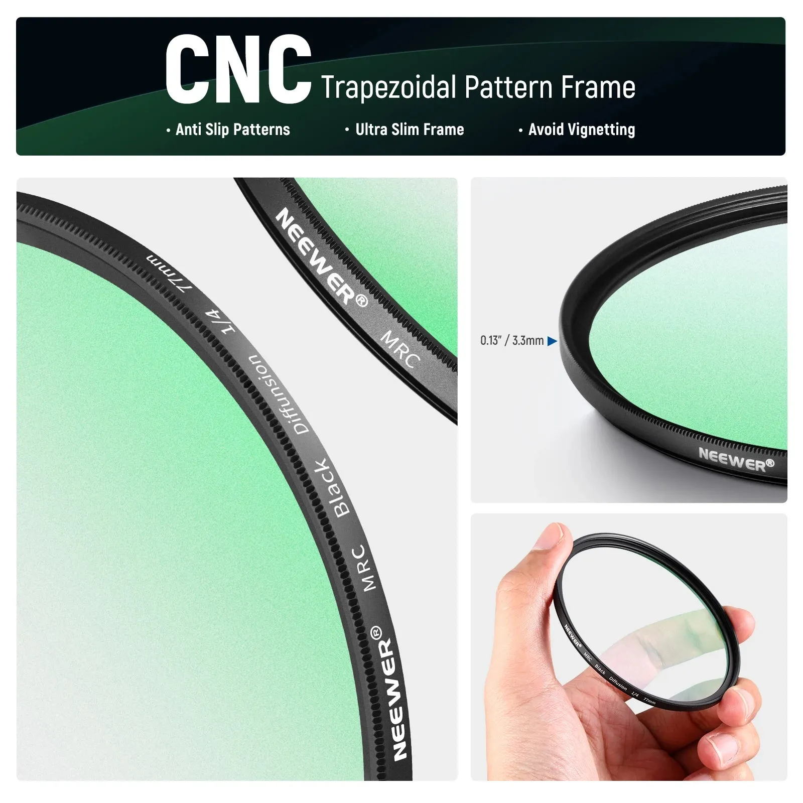 2 Piece Black Diffusion Lens Filter Kit for Cinematic Effects 1/4 & 1/8 Mist Filters with Storage Cases Hd Optical Glass