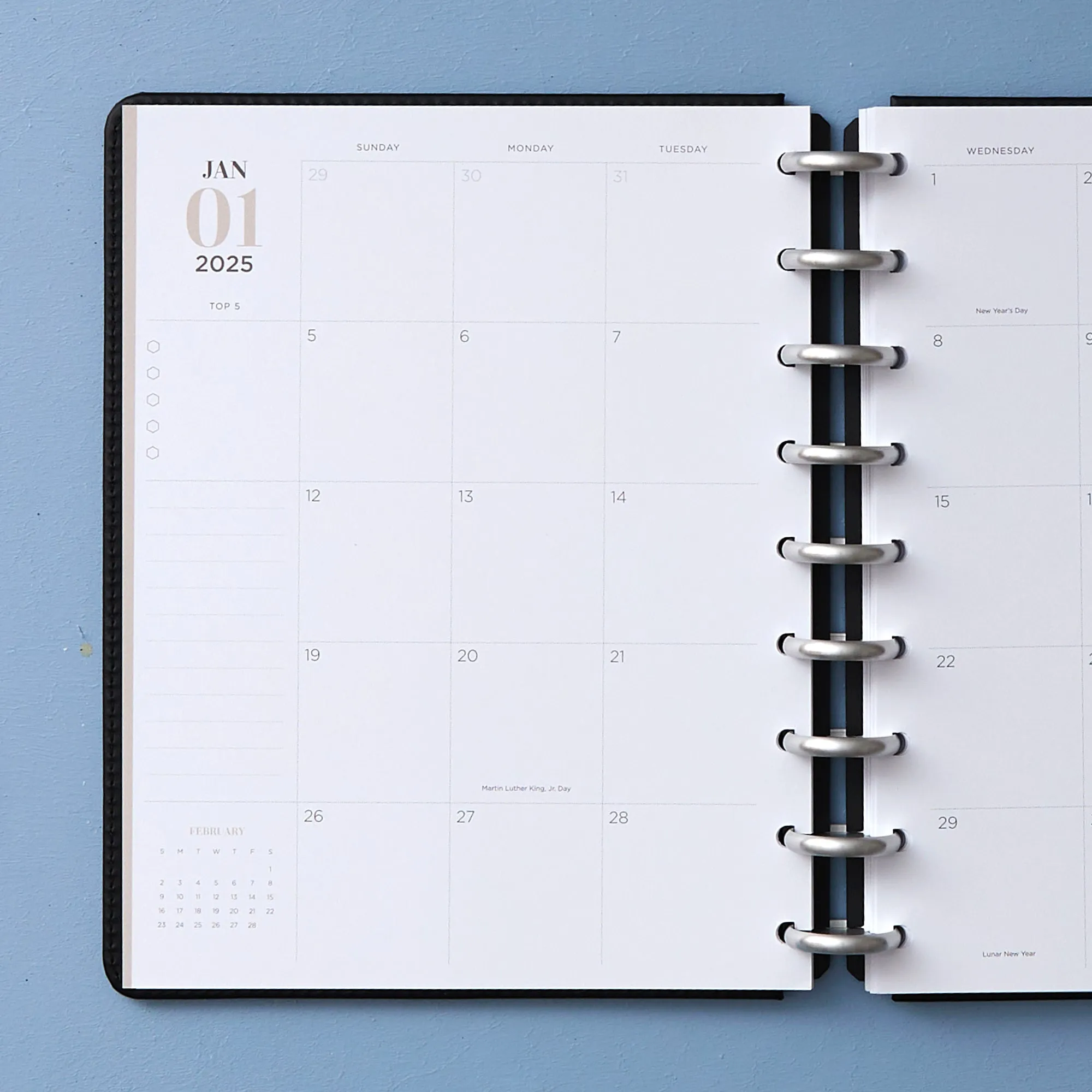 2025 Monthly Planner Bundle - Onyx Black Cover - Silver Discs