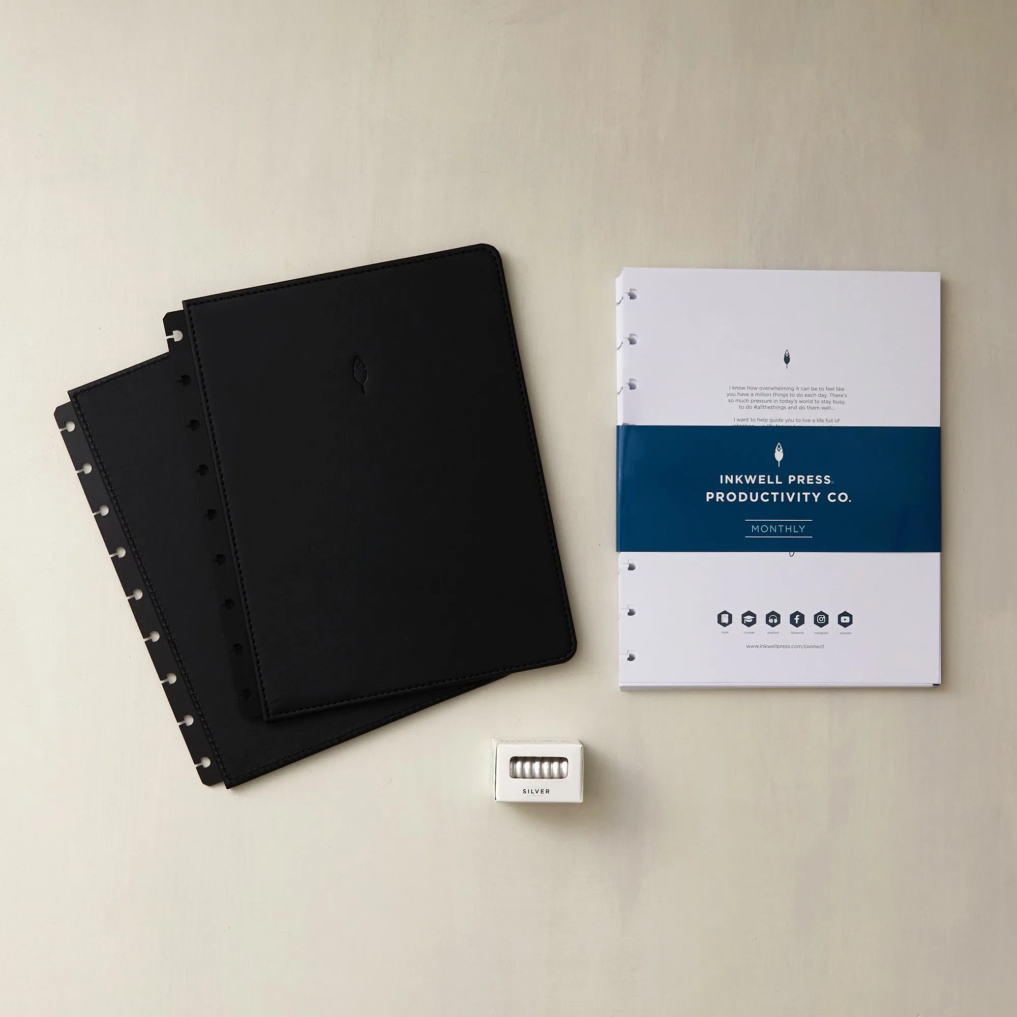 2025 Monthly Planner Bundle - Onyx Black Cover - Silver Discs