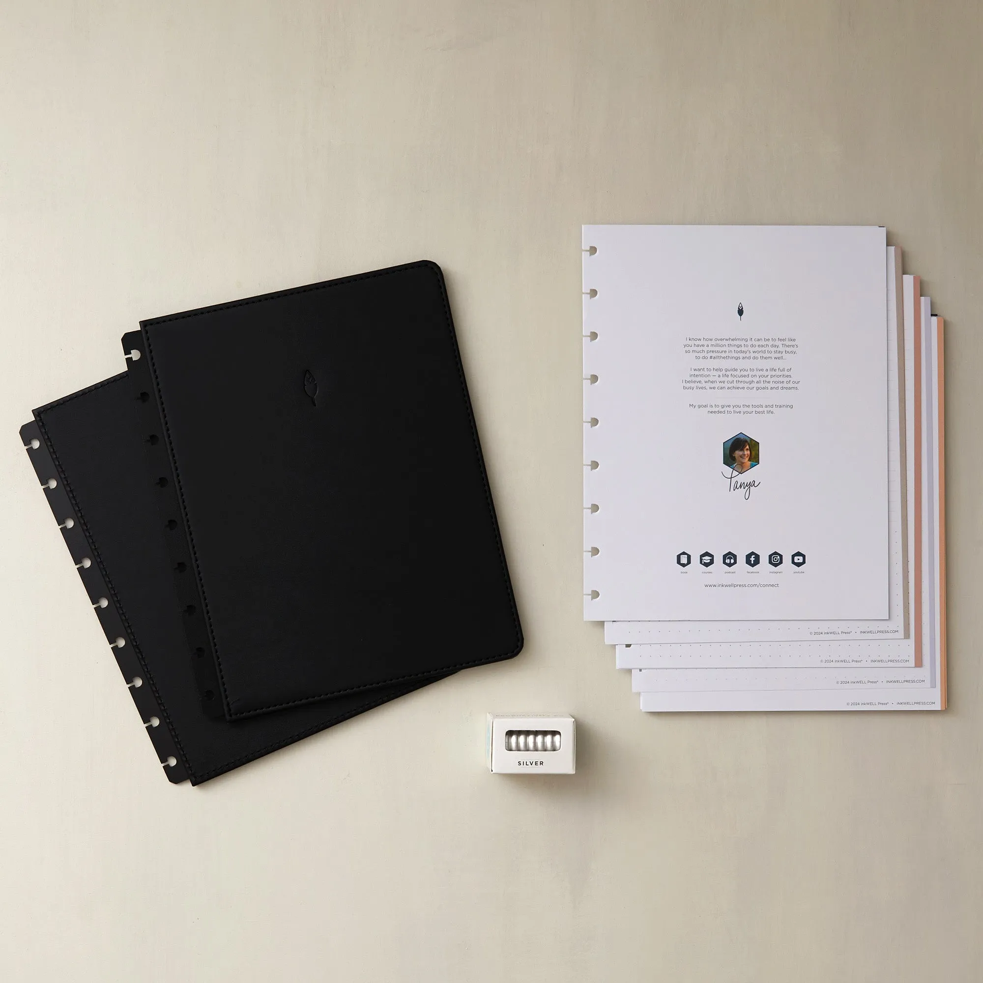 2025 Monthly Planner Bundle - Onyx Black Cover - Silver Discs