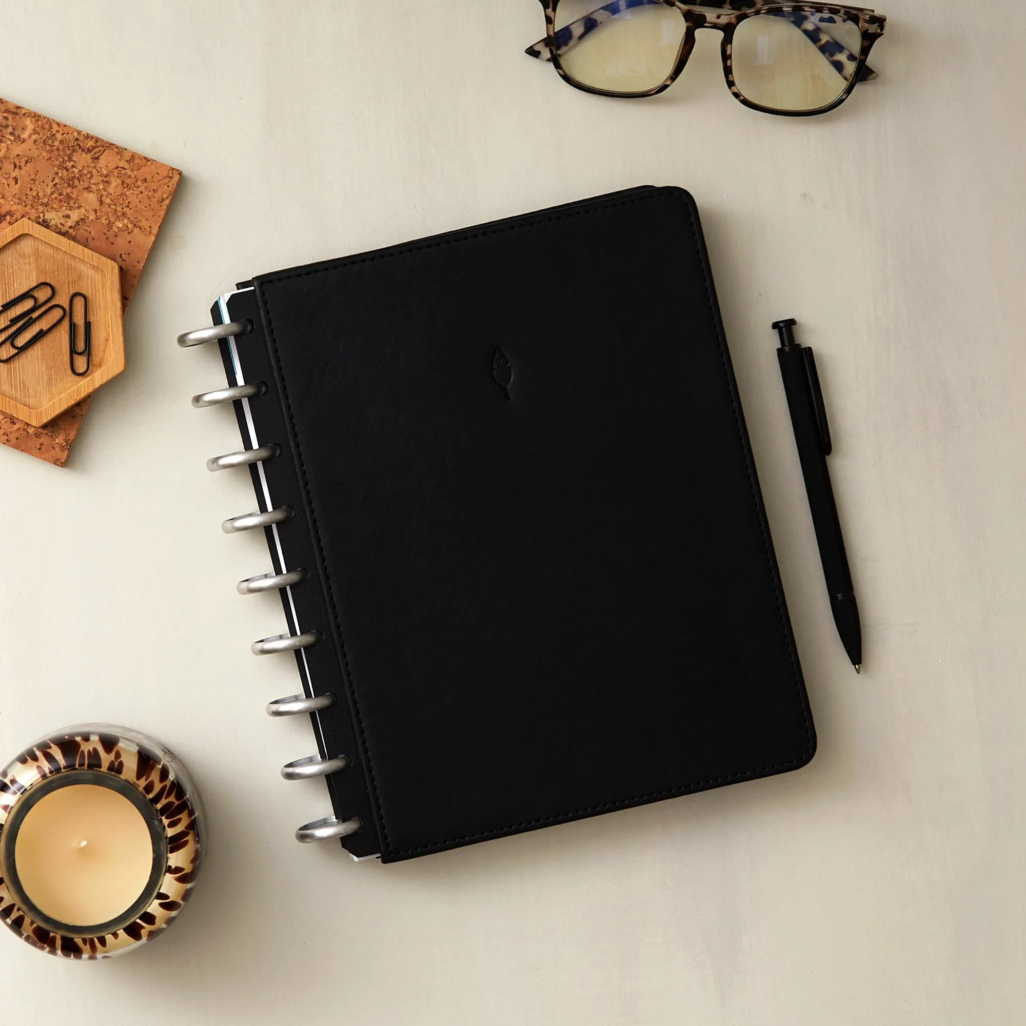 2025 Monthly Planner Bundle - Onyx Black Cover - Silver Discs