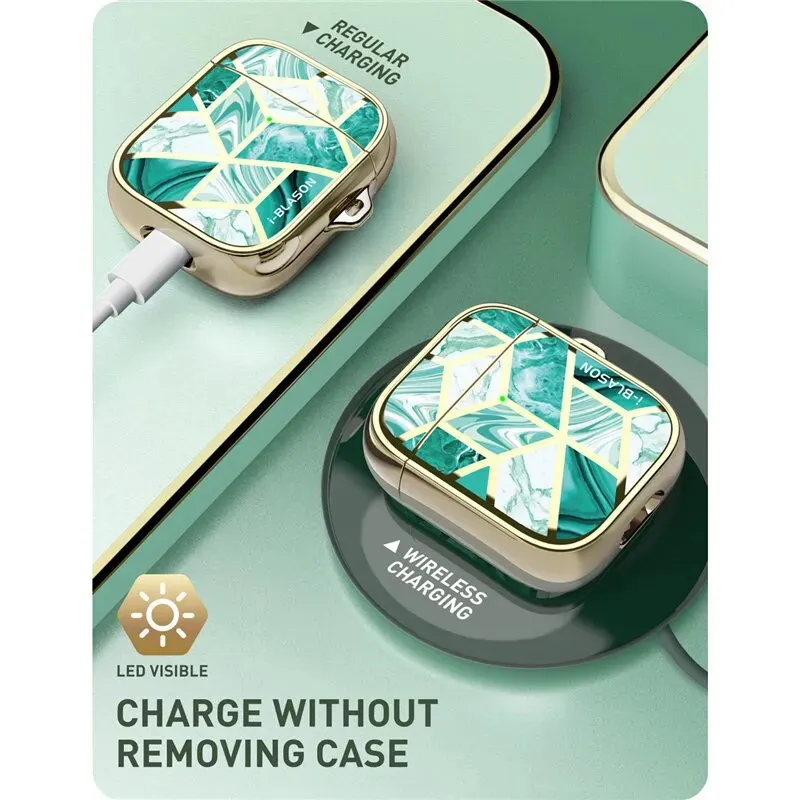 360 Degree Protective Stylish Marble Case Compatiable with Airpods 1st/2nd