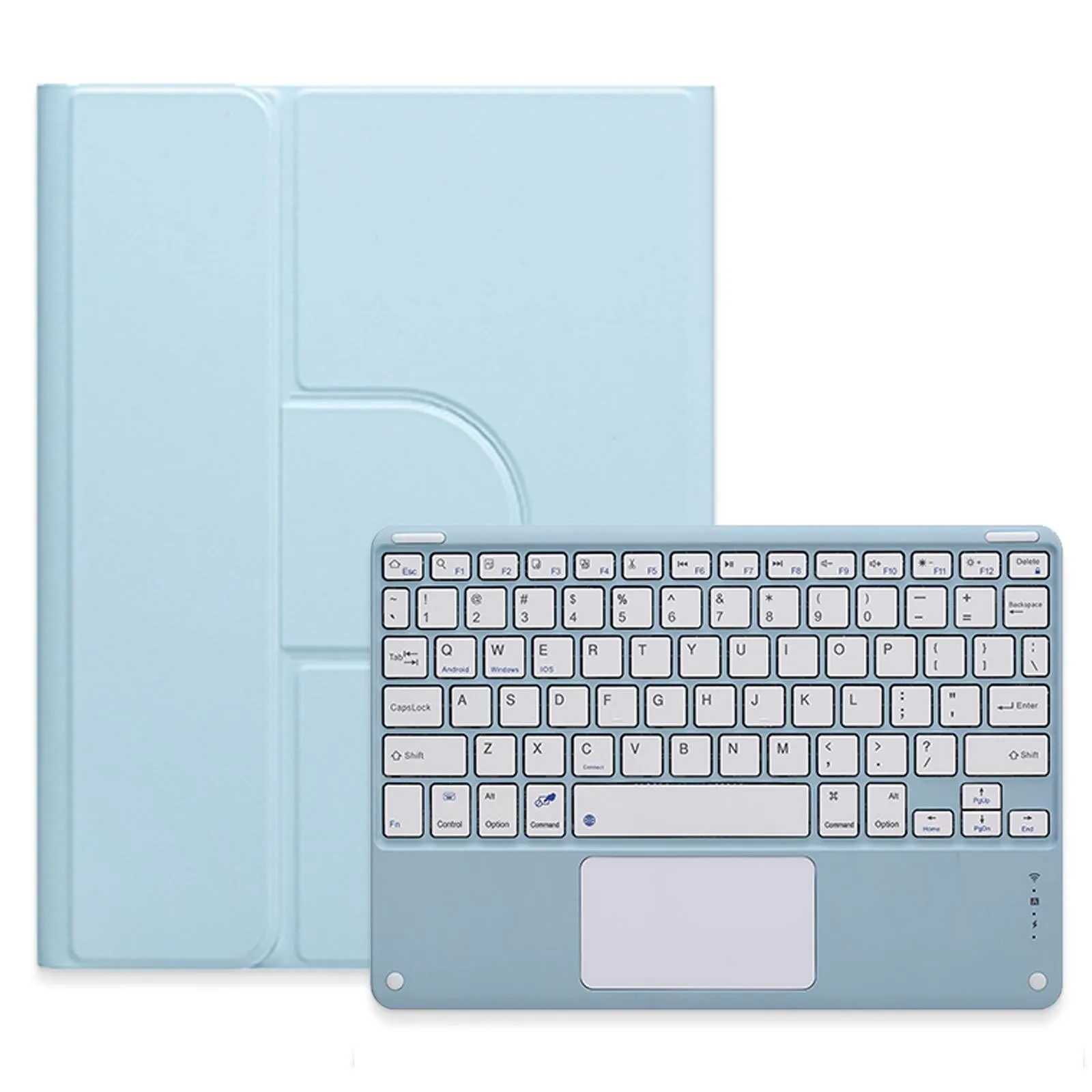 360 Degree Rotatable Bluetooth Keyboard Leather Case With Touchpad - Square Button