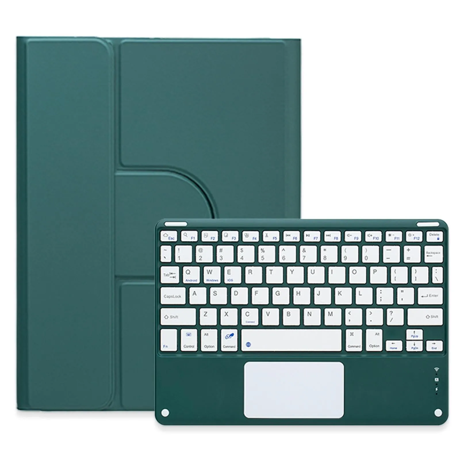 360 Degree Rotatable Bluetooth Keyboard Leather Case With Touchpad - Square Button