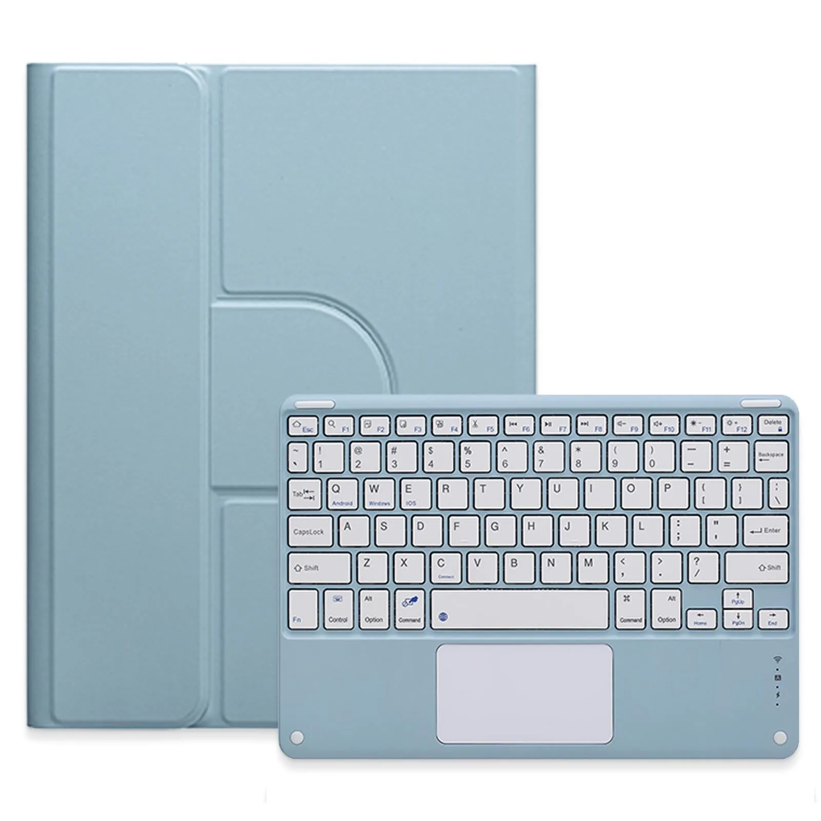360 Degree Rotatable Bluetooth Keyboard Leather Case With Touchpad - Square Button