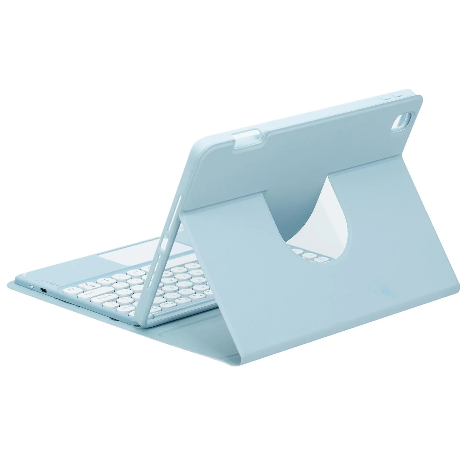360 Degree Rotatable Bluetooth Keyboard Leather Case With Touchpad - Square Button