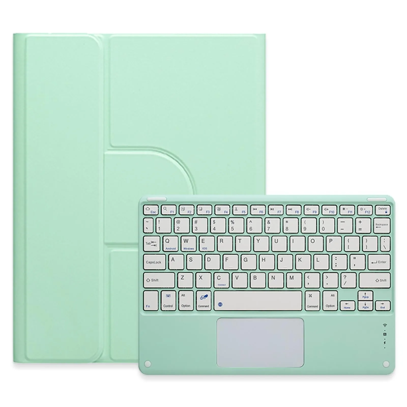360 Degree Rotatable Bluetooth Keyboard Leather Case With Touchpad - Square Button
