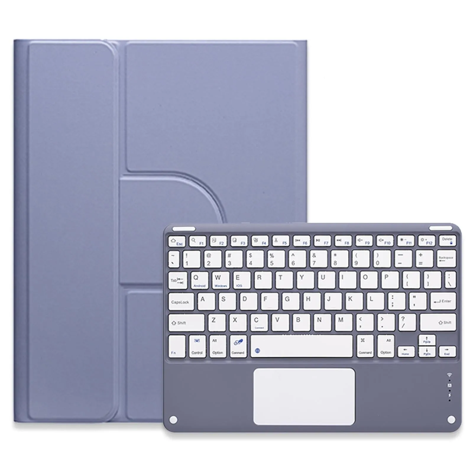 360 Degree Rotatable Bluetooth Keyboard Leather Case With Touchpad - Square Button