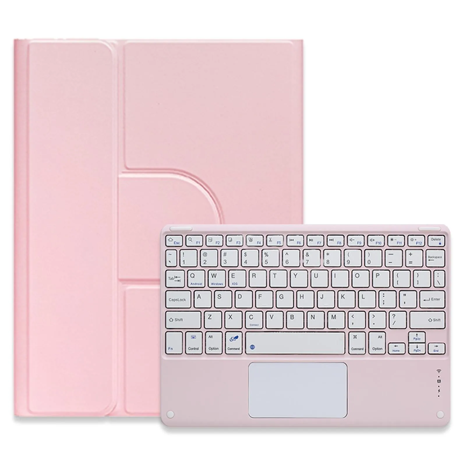 360 Degree Rotatable Bluetooth Keyboard Leather Case With Touchpad - Square Button