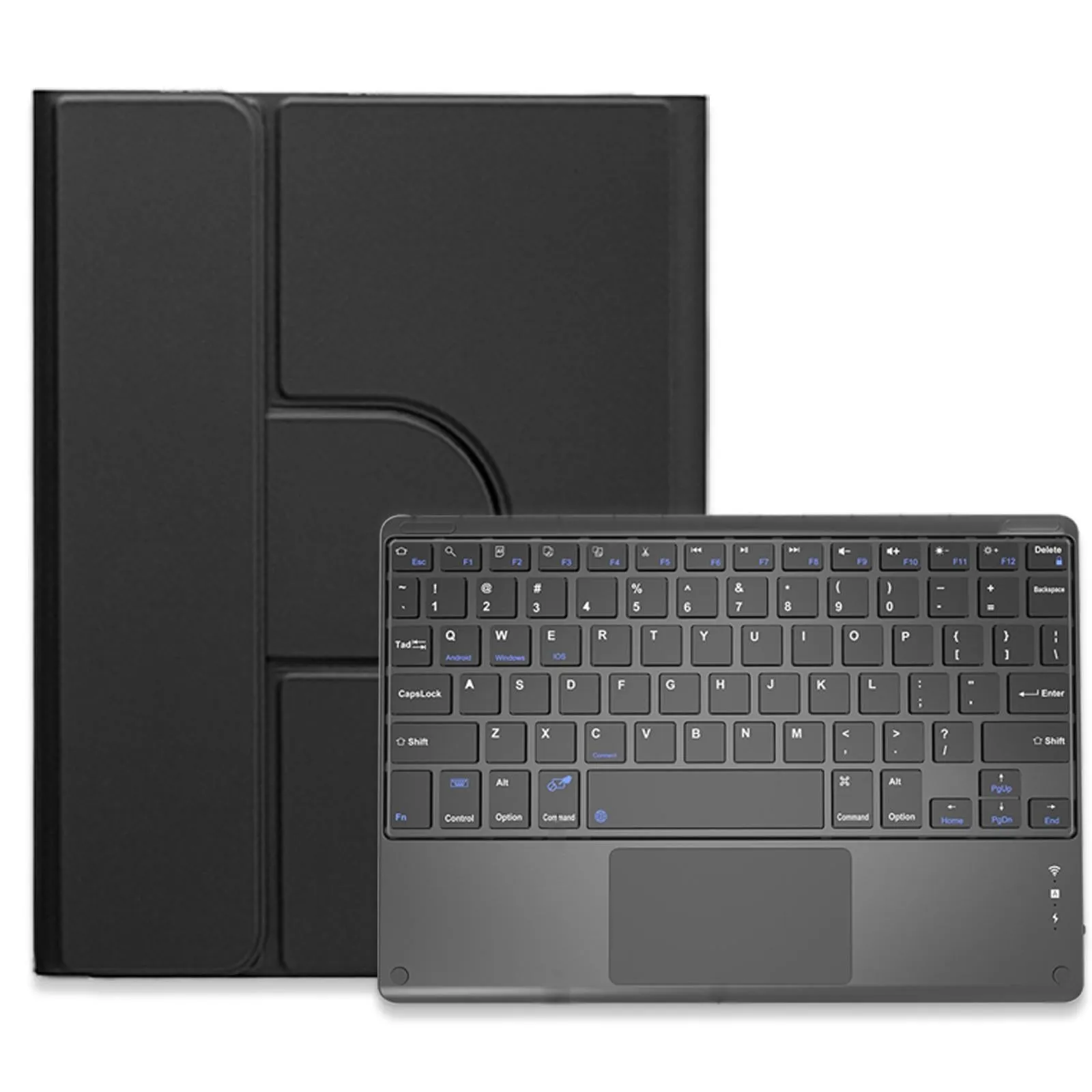 360 Degree Rotatable Bluetooth Keyboard Leather Case With Touchpad - Square Button