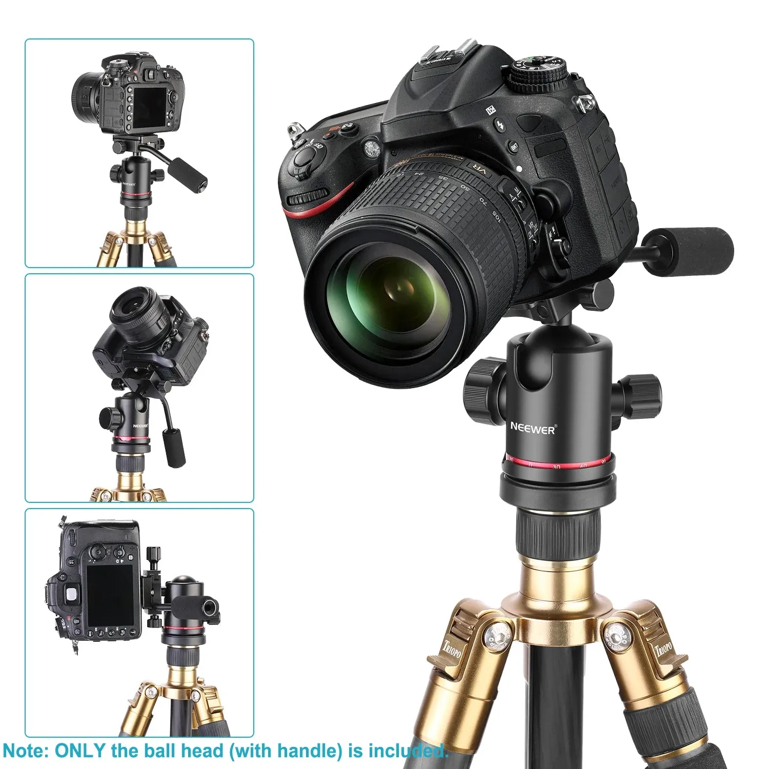 360 Panoramic Ball Head for Dslr Camera & Tripod Heavy Duty Handle Monopod & Slider Compatible