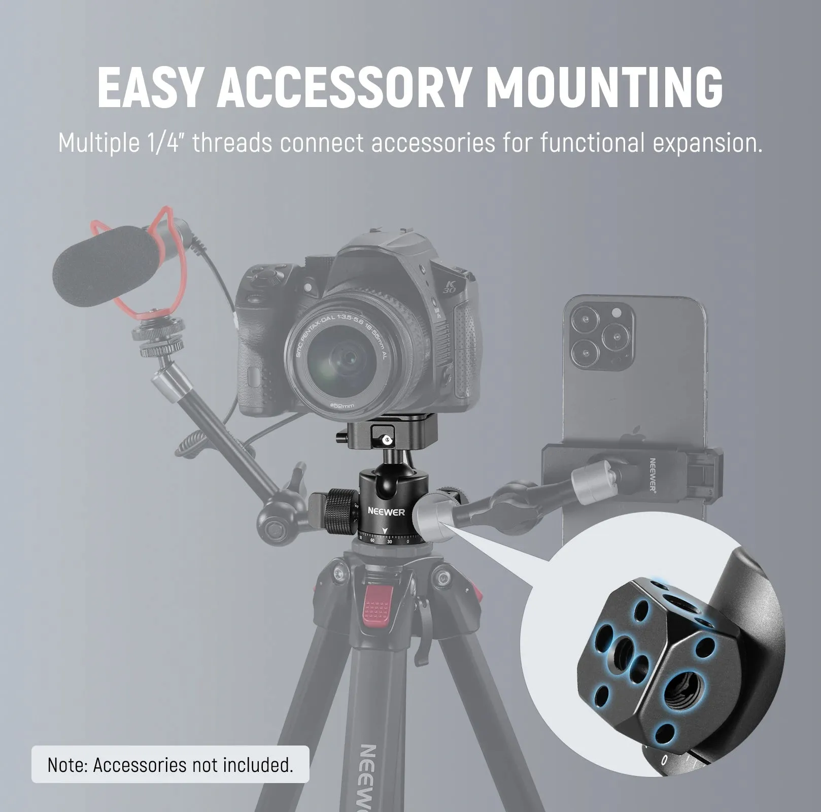 360 Panoramic Ball Head with Arca Slot Quick Release Plate 180 Tilt Upgraded Locking Knob for Cameras