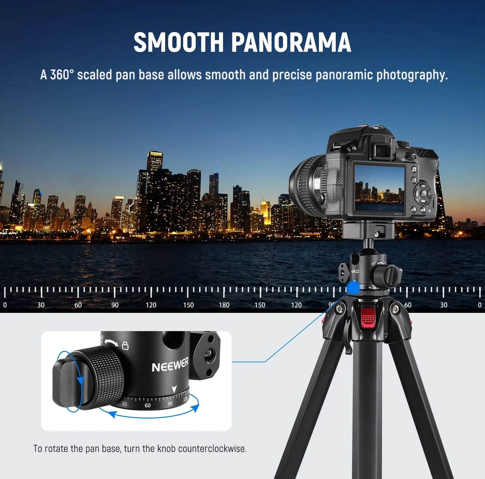 360 Panoramic Ball Head with Arca Slot Quick Release Plate 180 Tilt Upgraded Locking Knob for Cameras