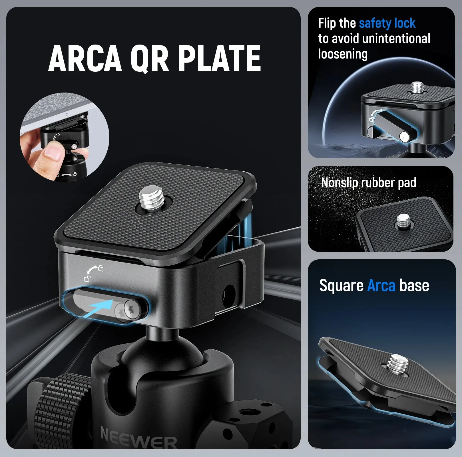 360 Panoramic Ball Head with Arca Slot Quick Release Plate 180 Tilt Upgraded Locking Knob for Cameras