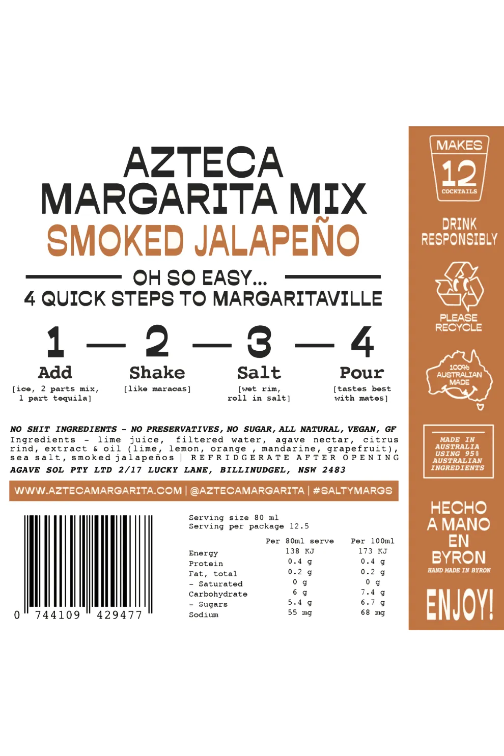 AZTECA SMOKED JALAPENO MARGARITA MIX   BADASS SALT