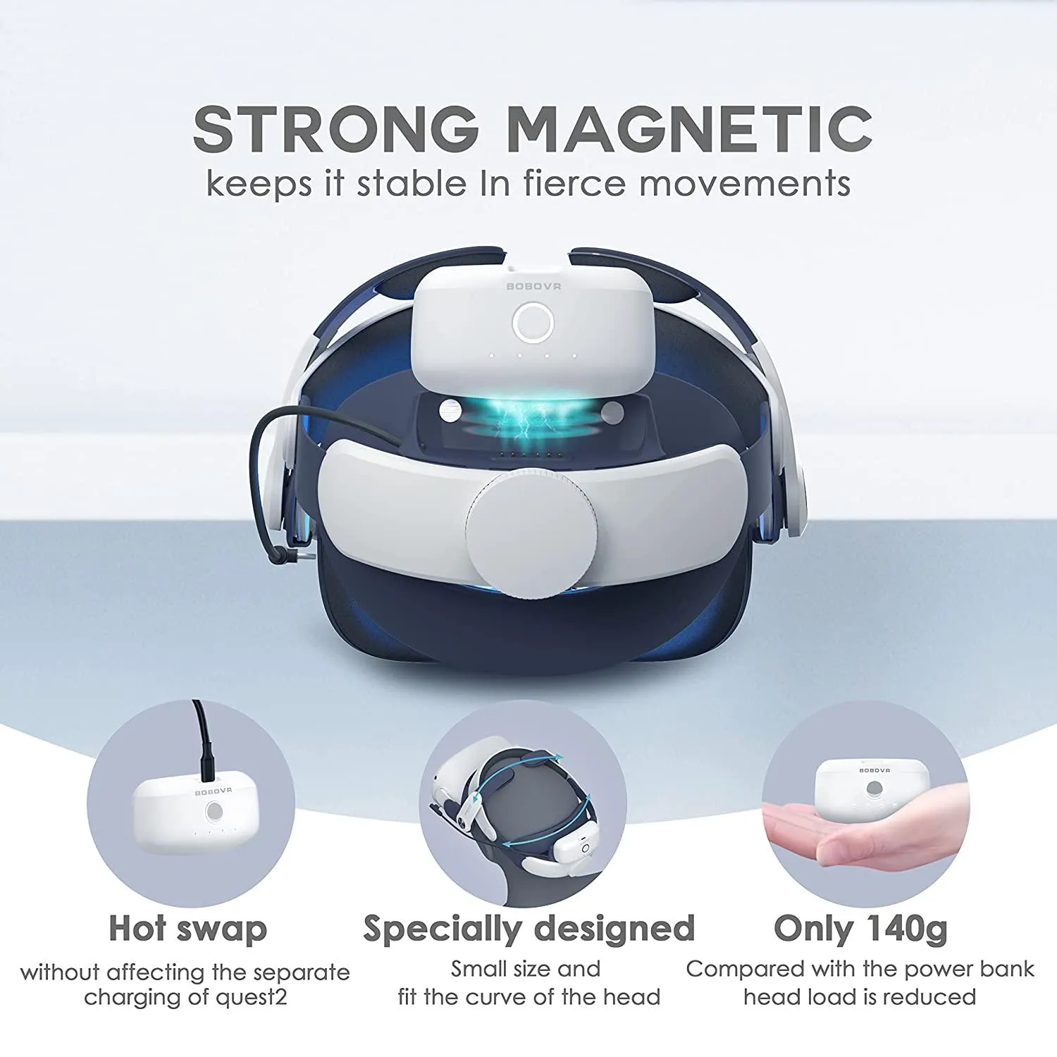 BOBOVR M2 Plus Head Strap Twin Battery Combo Compatible With Oculus Quest 2 (M2 Plus-2)