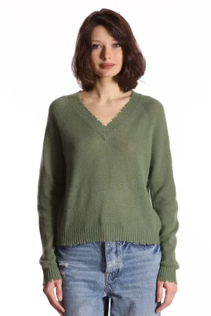 Cashmere Frayed Edge Cropped V Garden Grove