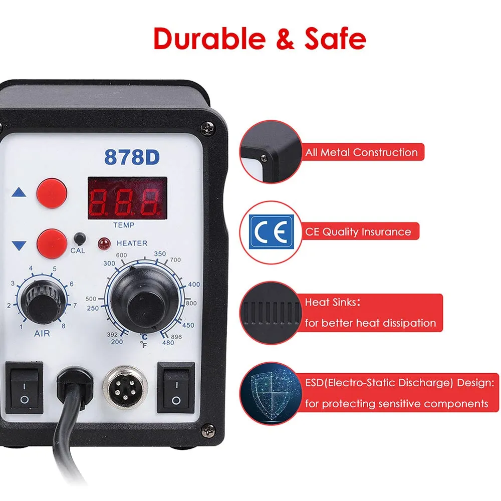 DIY 878D 2in1 Hot Air & Iron Desoldering Soldering Station