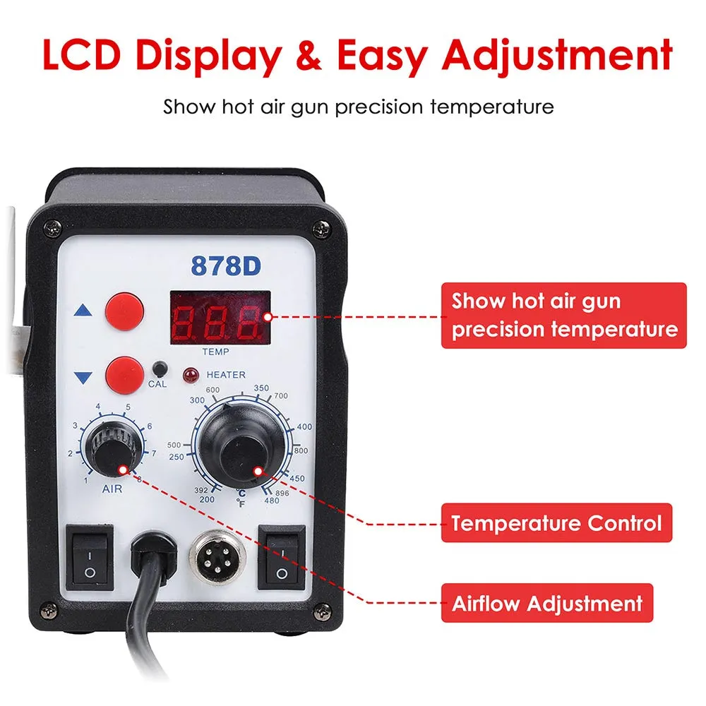 DIY 878D 2in1 Hot Air & Iron Desoldering Soldering Station