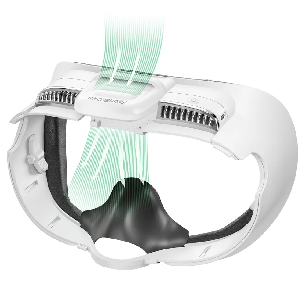 KKCOBVR K3 Facial Interface Fan with Leather Face Pad Compatible with Quest3, Relieve Lens Fogging and Fits Use with Quest 3 Headset