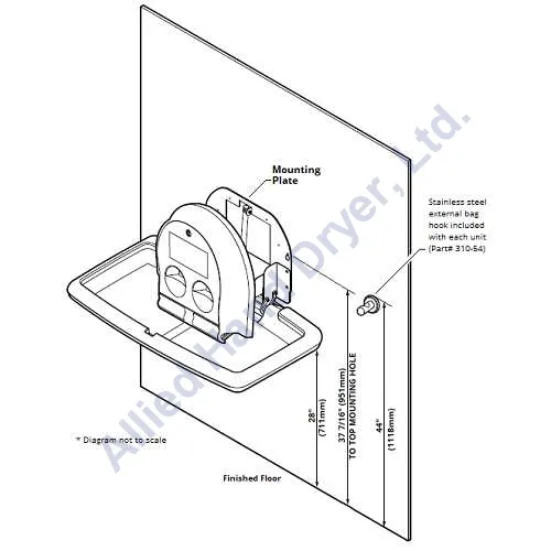 Koala Kare® KB300-05SS - Surface Horizontal White Granite Baby Changing Station with Stainless Steel Veneer (Newest Generation)