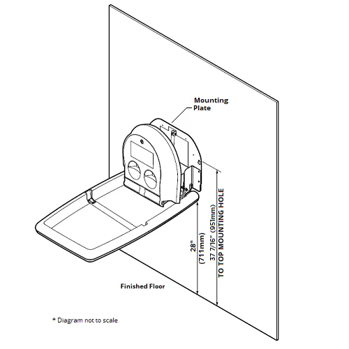 Koala Kare® KB301-05 - Surface Vertical White Granite Baby Changing Station (Newest Generation)