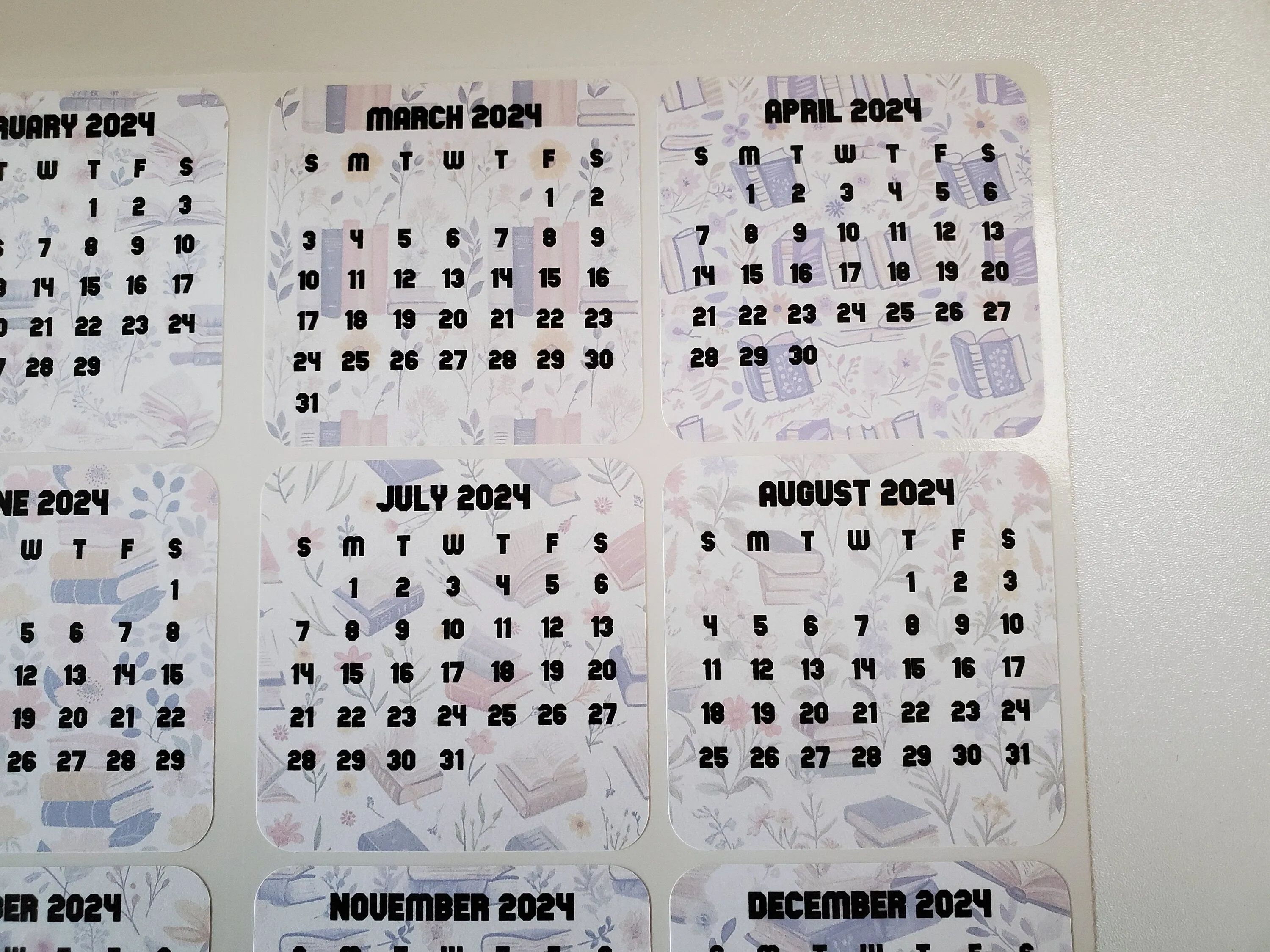 Mini Calendar Stickers with Books - Style C