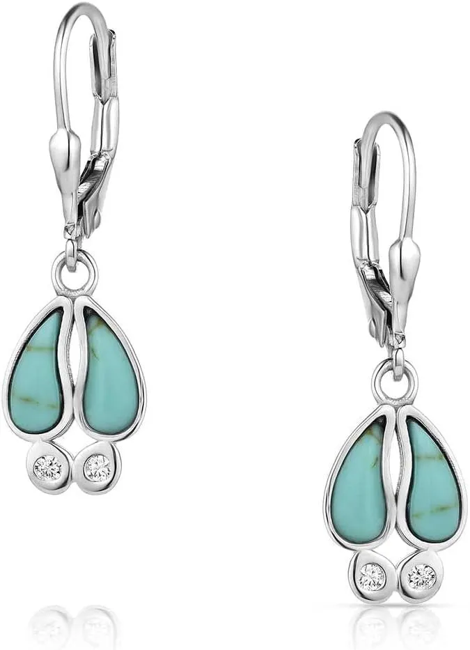 Montana Silversmiths Kristy Titus Tracker's Trail Elk Tracks Teardrop Turquoise Dangle Earrings