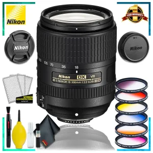 Nikon AF-S DX VR Nikkor 18-300MM Lens (Intl Model)   Vivitar Graduated Color Filter Set   Cleaning Kit