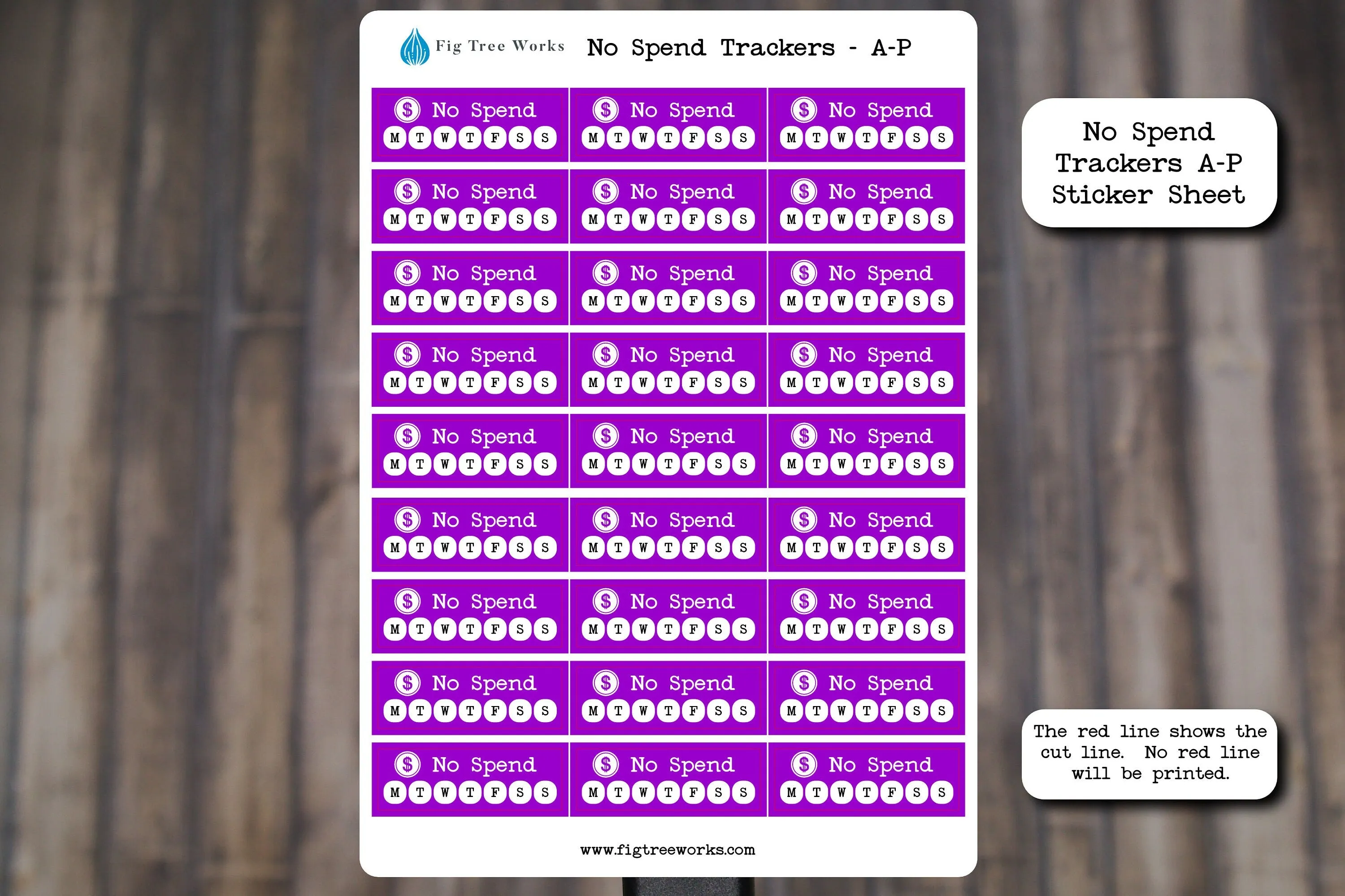 No Spend Tracker Sticker Sheet | Budget Tracker Stickers | Matte Finish | Style A Multiple Colors Available | 5" x 7"