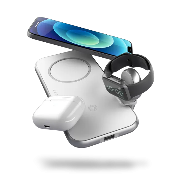 [OPEN BOX] ZENS Aluminium 4-in-1 Wireless Charger with 45W USB PD Designed for Magsafe - White