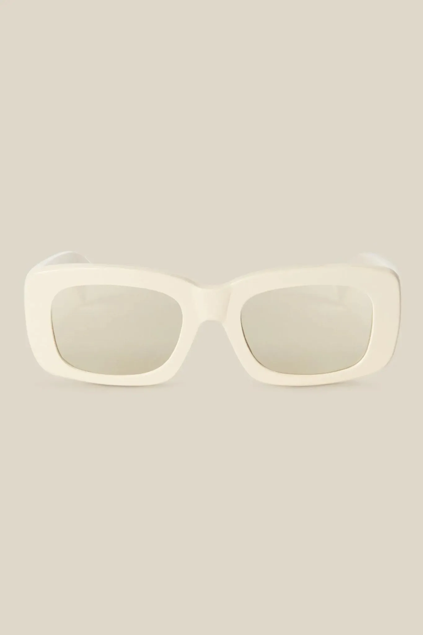 "Spicy" Rectangle Sunglasses in Milk w/Mirror Lens