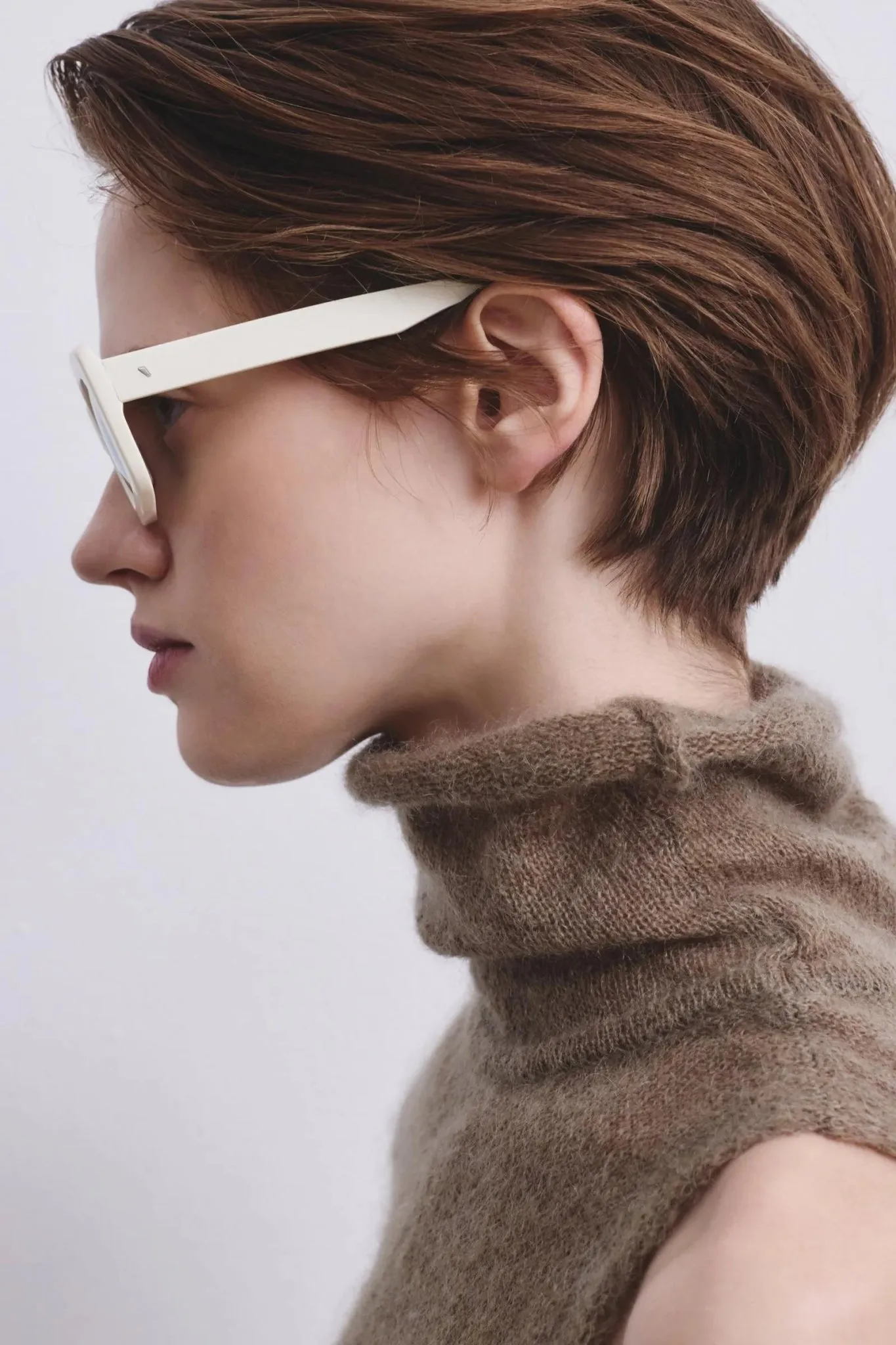 "Spicy" Rectangle Sunglasses in Milk w/Mirror Lens