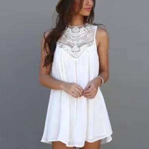 RU.AOLUNDO Woman's Lace Casual Sleeveless Style Dres