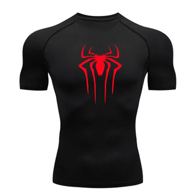 Short sleeve quick drying clothes sports T-shirt running bottoms gym training clothes men's breathable sweat wicking elastic Skin-tight garment