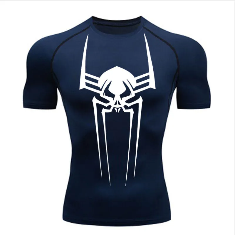 Short sleeve quick drying clothes sports T-shirt running bottoms gym training clothes men's breathable sweat wicking elastic Skin-tight garment