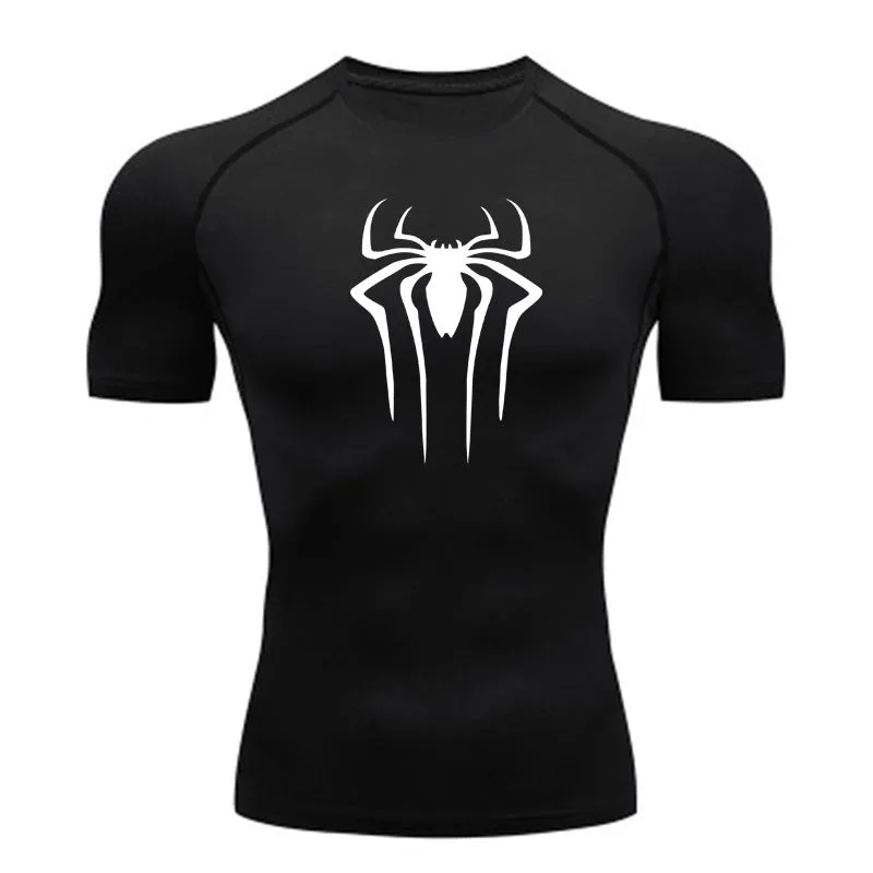 Short sleeve quick drying clothes sports T-shirt running bottoms gym training clothes men's breathable sweat wicking elastic Skin-tight garment