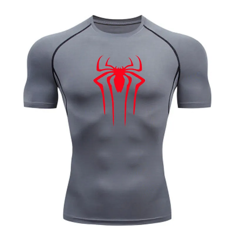 Short sleeve quick drying clothes sports T-shirt running bottoms gym training clothes men's breathable sweat wicking elastic Skin-tight garment