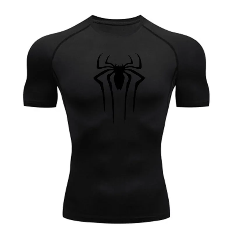 Short sleeve quick drying clothes sports T-shirt running bottoms gym training clothes men's breathable sweat wicking elastic Skin-tight garment
