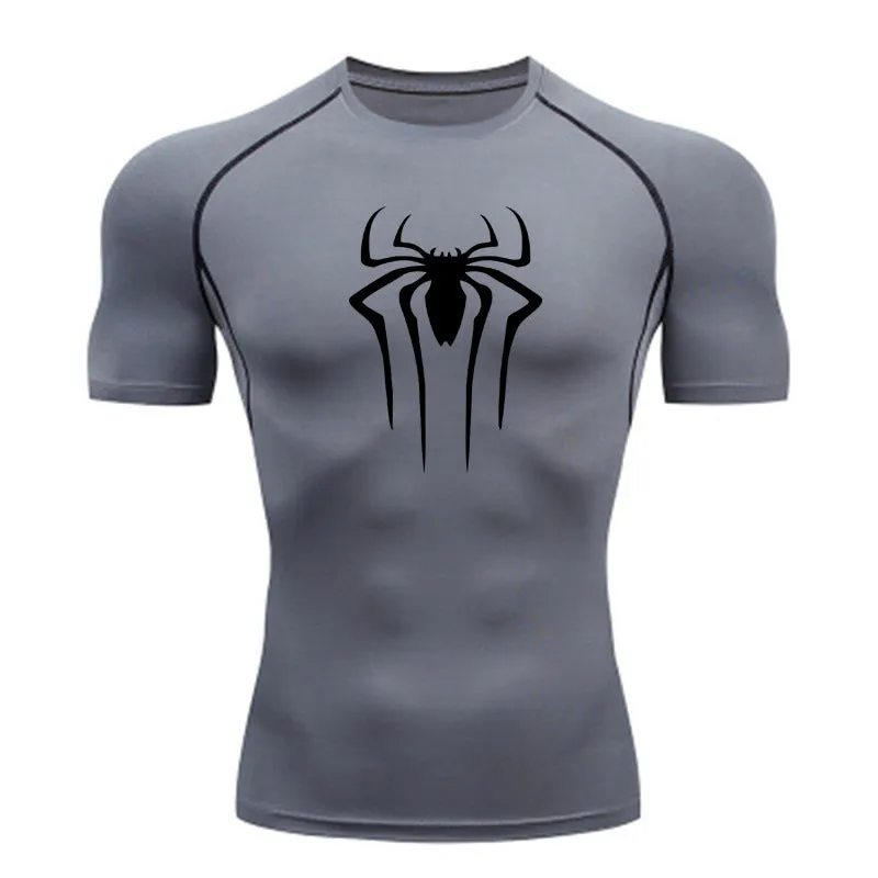Short sleeve quick drying clothes sports T-shirt running bottoms gym training clothes men's breathable sweat wicking elastic Skin-tight garment