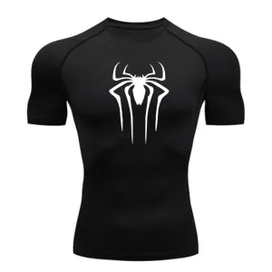 Short sleeve quick drying clothes sports T-shirt running bottoms gym training clothes men's breathable sweat wicking elastic Skin-tight garment