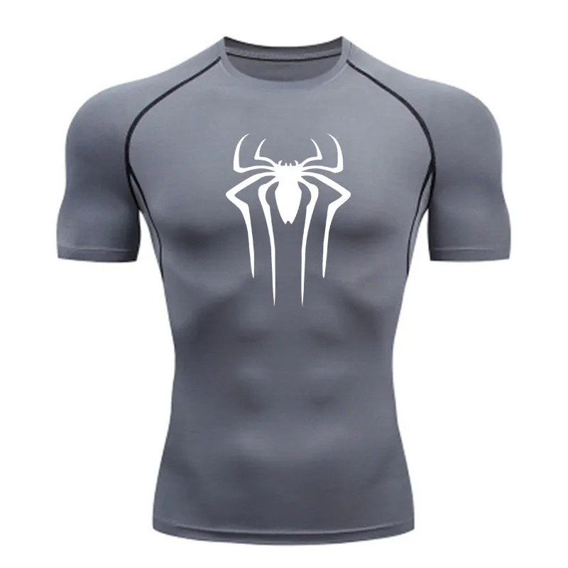 Short sleeve quick drying clothes sports T-shirt running bottoms gym training clothes men's breathable sweat wicking elastic Skin-tight garment