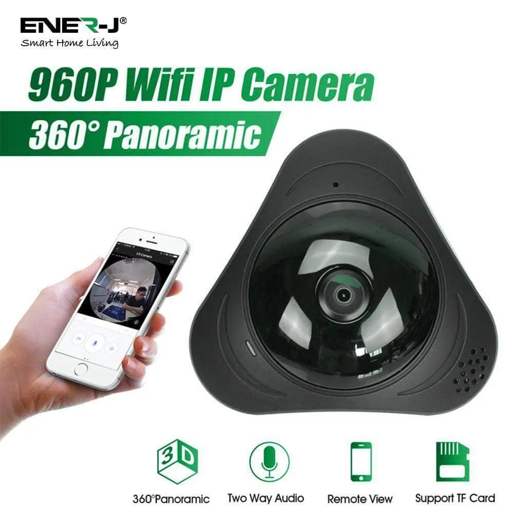 Smart WiFi VR 360 IP Camera Panoramic View Home & Office Security IR Night Vision, Motion Detection, Remote Viewing on Phone App