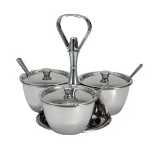 Winco RS3 Relish Server with Three Eight Ounce Stainless Steel Compartments | Denson CFE