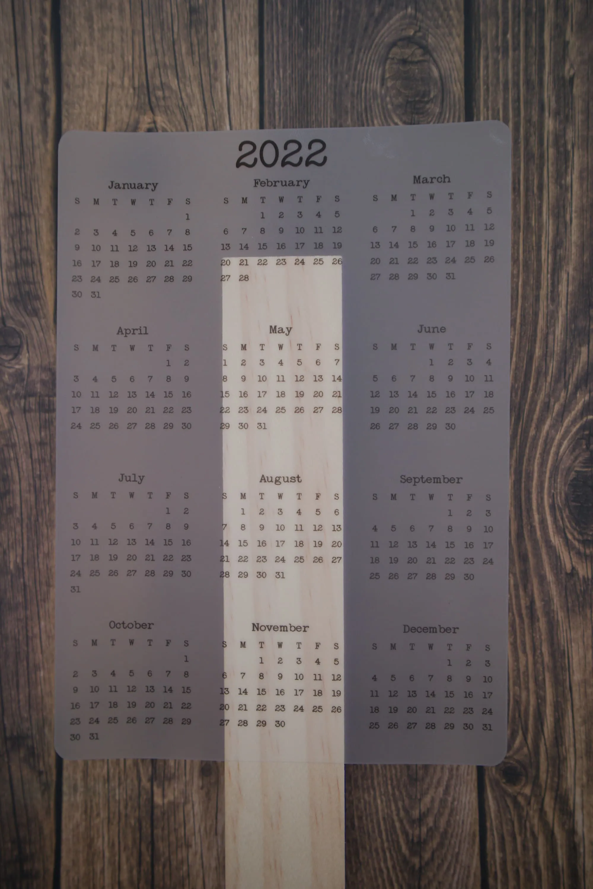Year At A Glance Calendar Sticker - B5