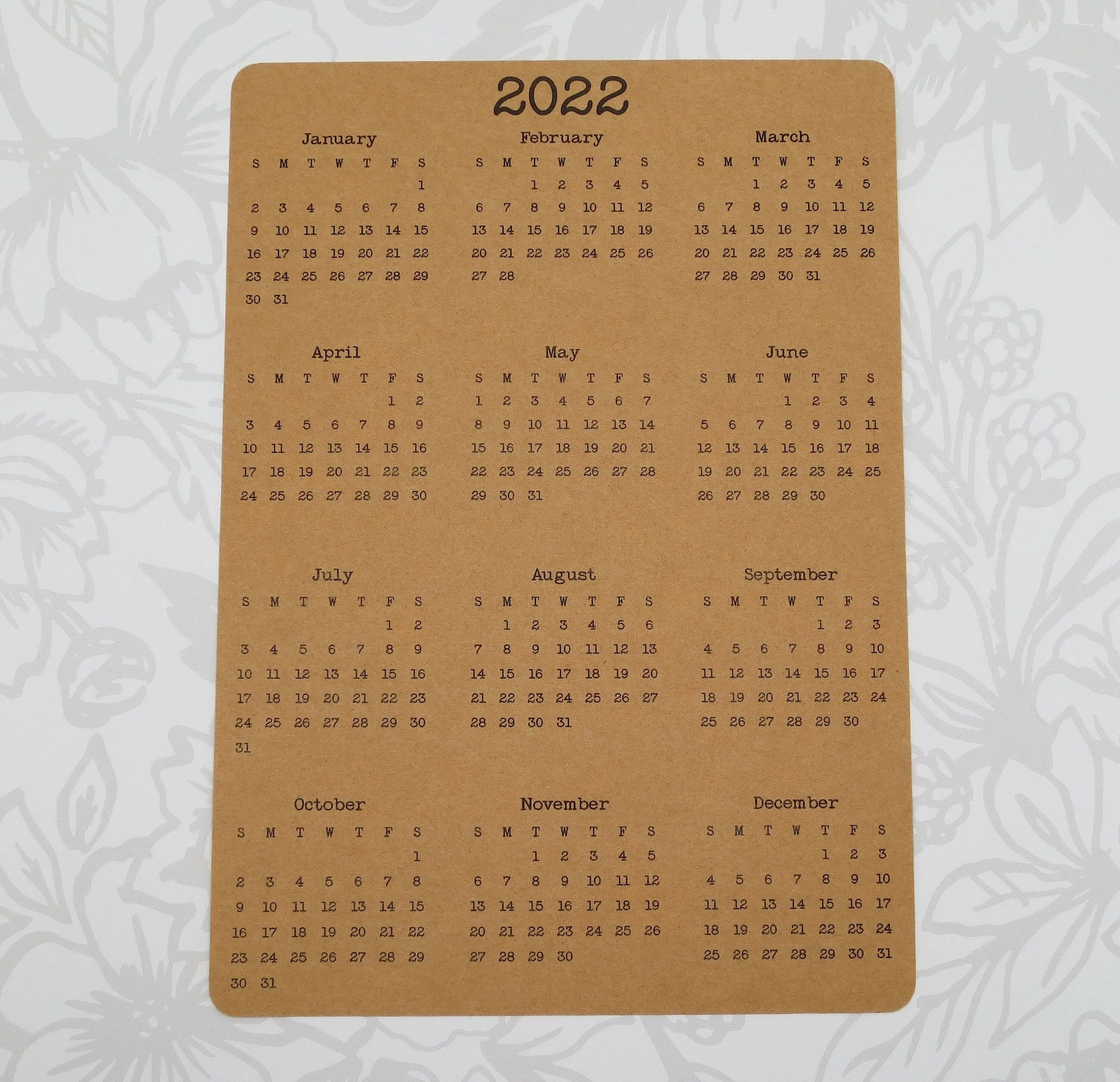 Year At A Glance Calendar Sticker - B5